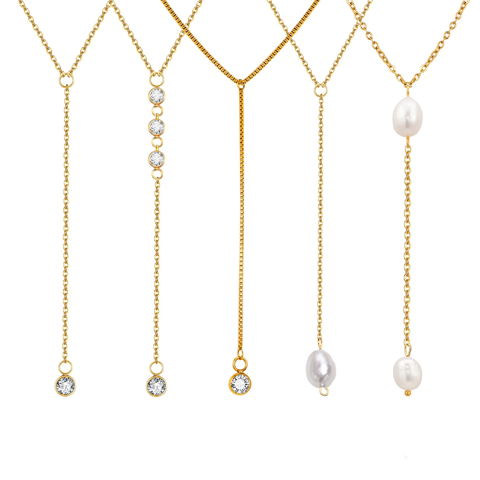 Wholesale Jewelry IG Style Baroque Style Geometric 304 Stainless Steel Freshwater Pearl 18K Gold Plated Necklace Cable Chain display picture 9