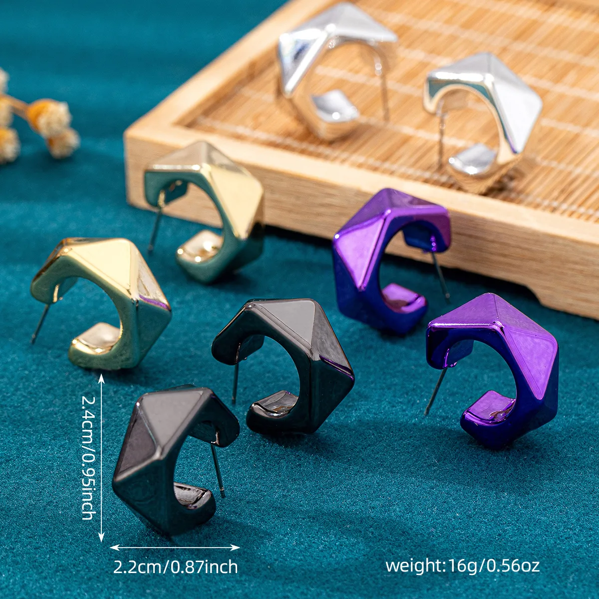 1 Pair Hip-Hop Retro Cool Style Geometric CCB Ear Studs display picture 5