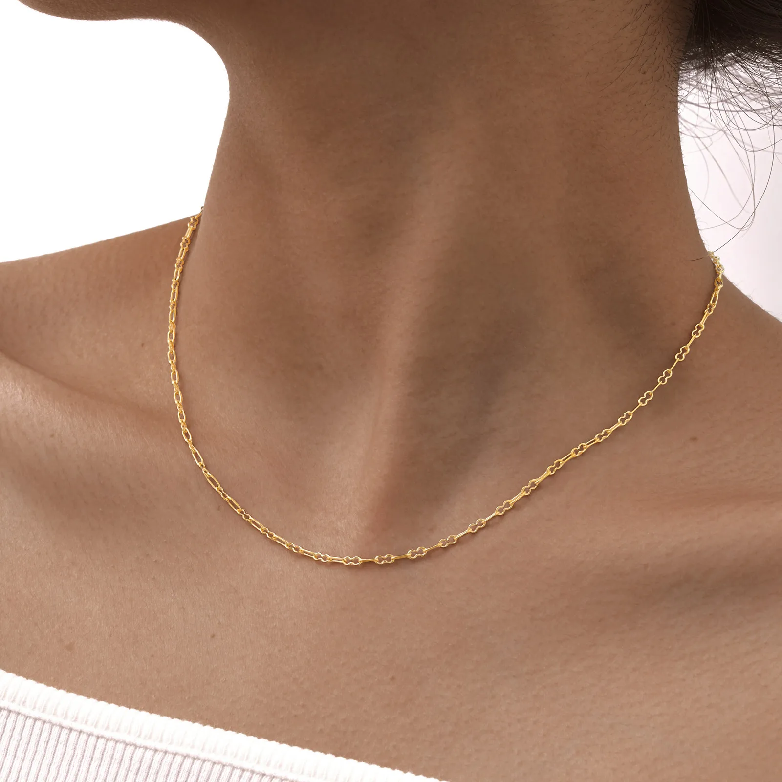 Wholesale Jewelry IG Style Simple Style Geometric 201 Stainless Steel 18K Gold Plated Necklace Cable Chain display picture 6