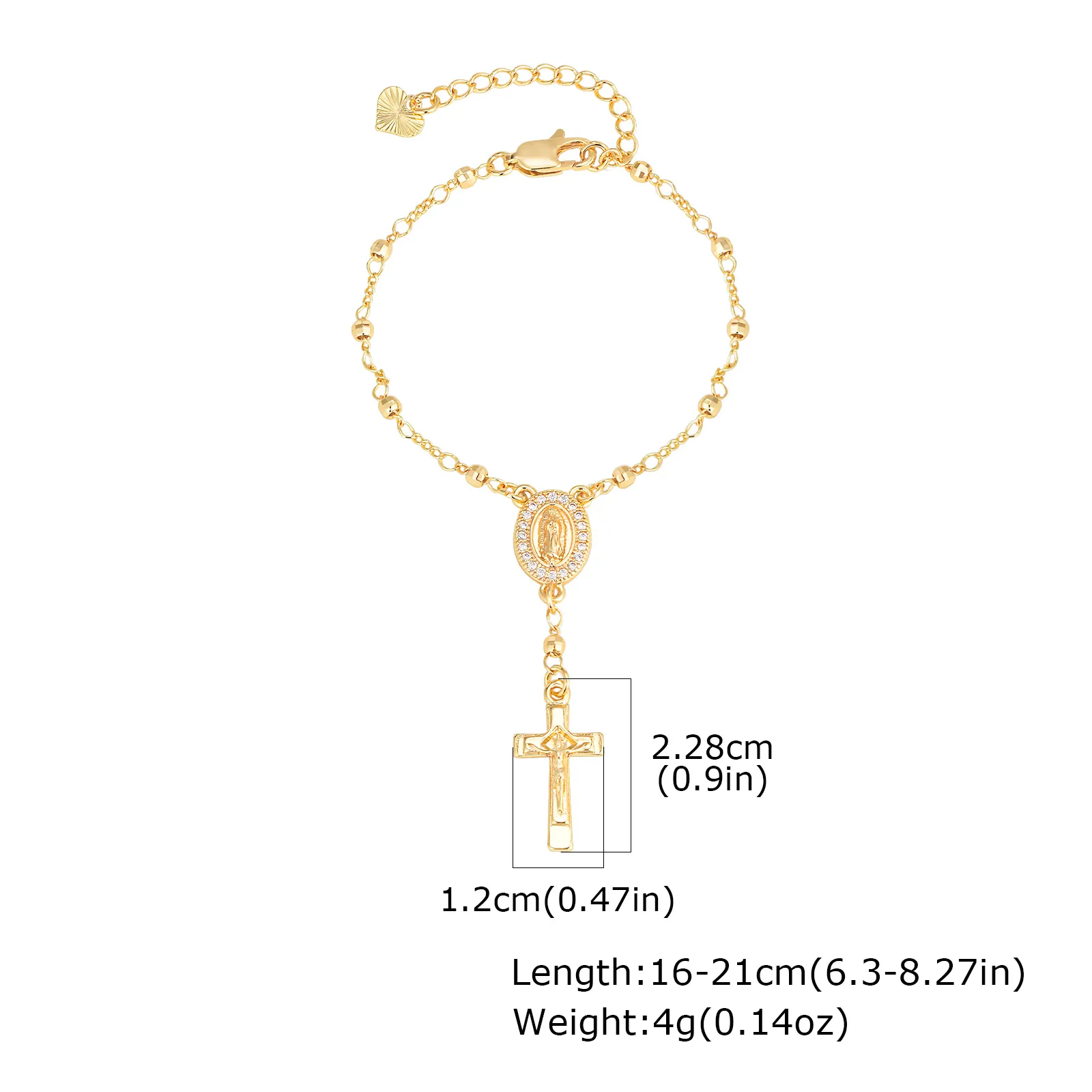 Wholesale Jewelry Virgin Mary Copper 18K Gold Plated Bracelets display picture 1
