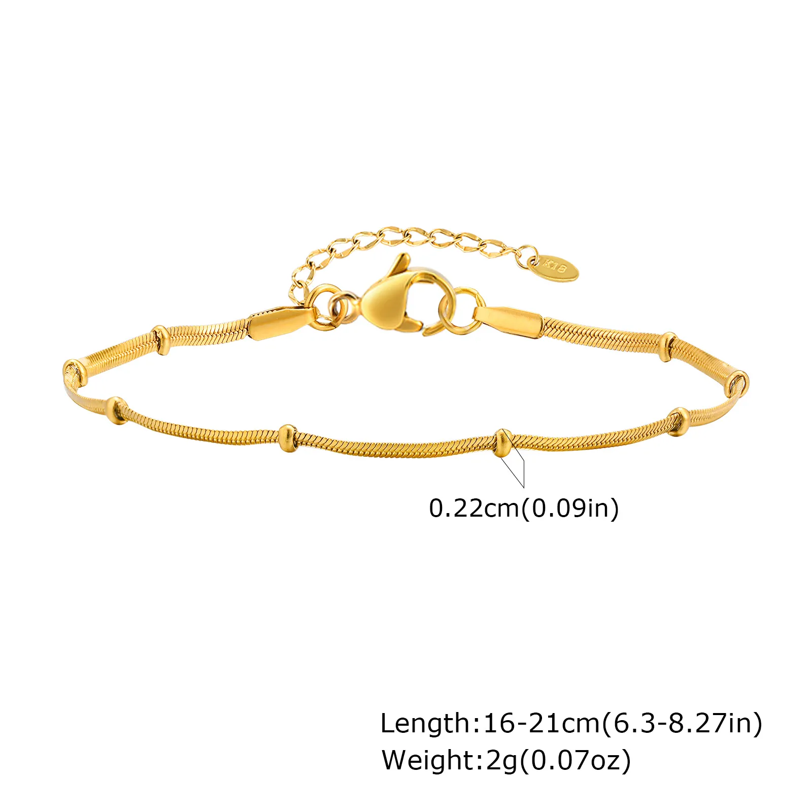 IG Style Simple Style Geometric 201 Stainless Steel 18K Gold Plated Snake Chain Bracelets In Bulk display picture 3