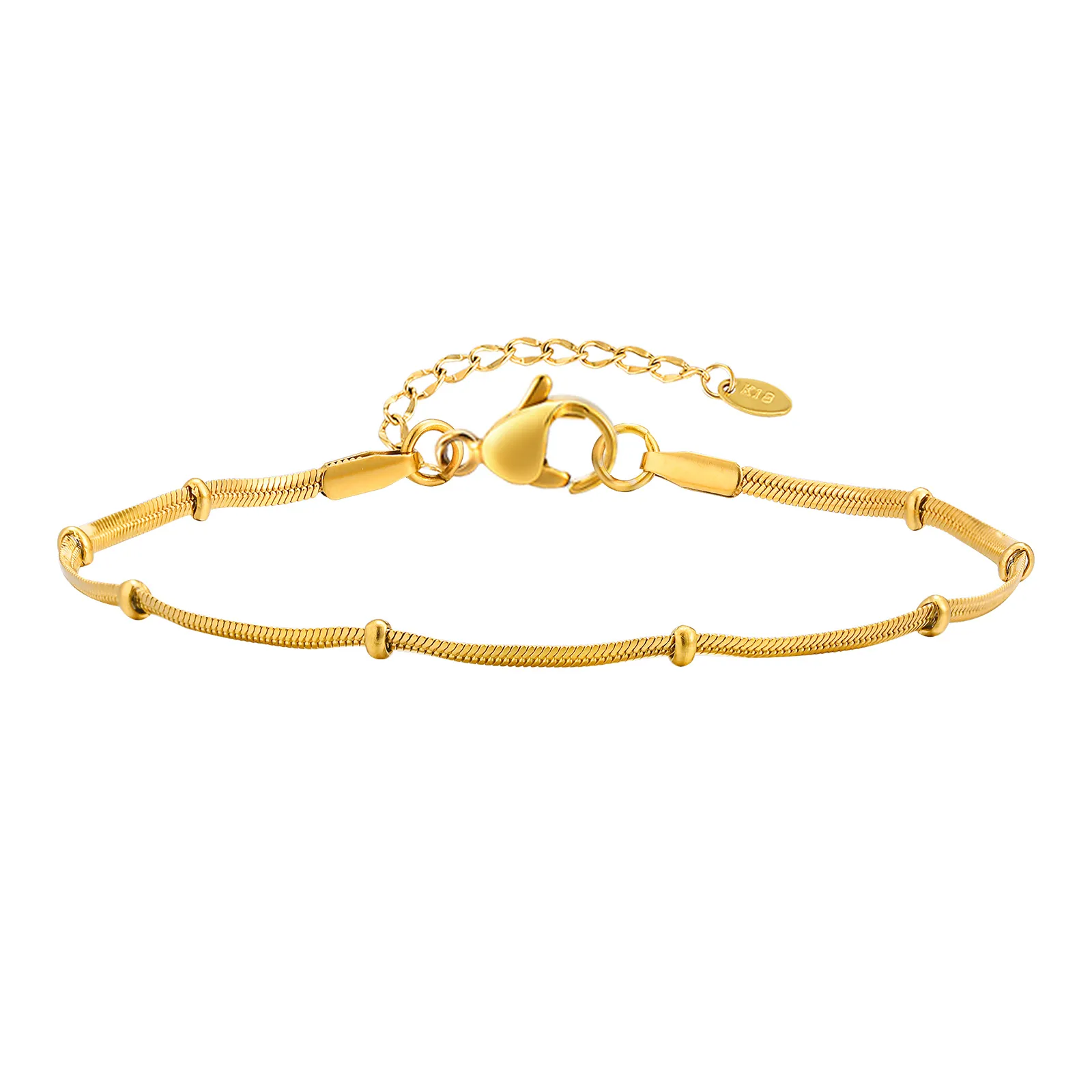 IG Style Simple Style Geometric 201 Stainless Steel 18K Gold Plated Snake Chain Bracelets In Bulk display picture 1