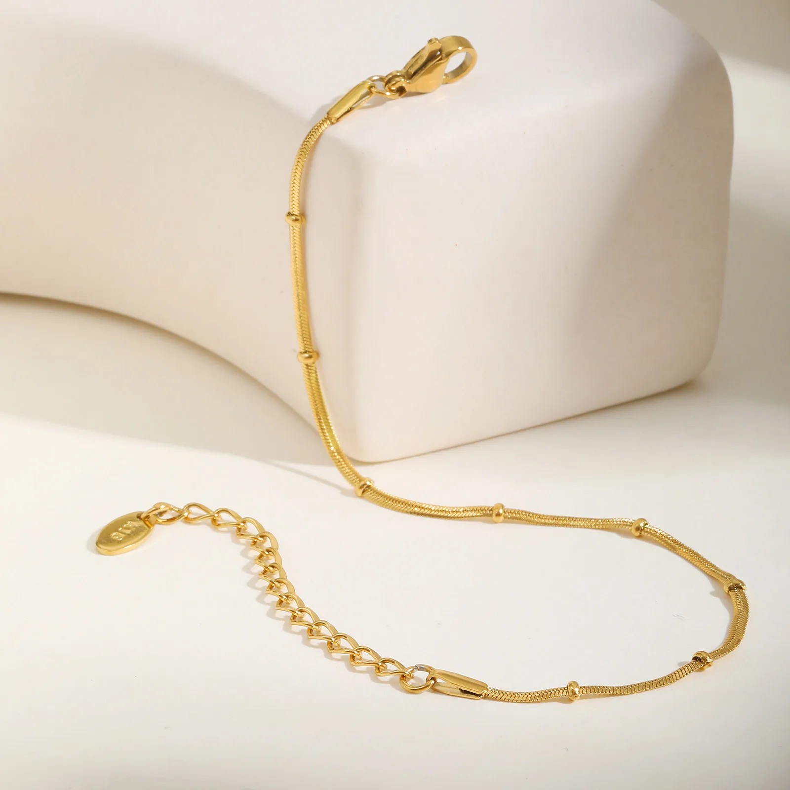 IG Style Simple Style Geometric 201 Stainless Steel 18K Gold Plated Snake Chain Bracelets In Bulk display picture 2