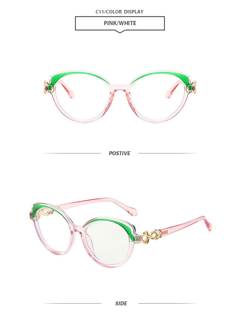 Simple Style Color Block Ac Oval Frame Full Frame Glasses display picture 9