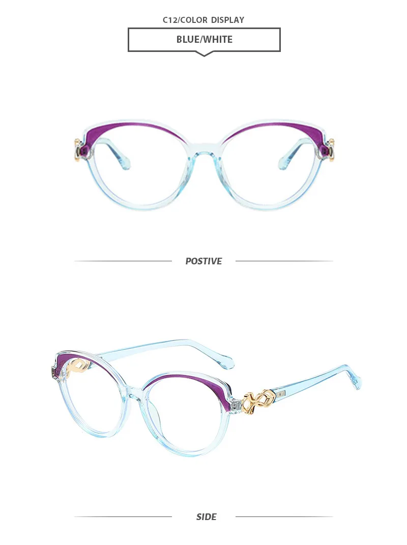 Simple Style Color Block Ac Oval Frame Full Frame Glasses display picture 10