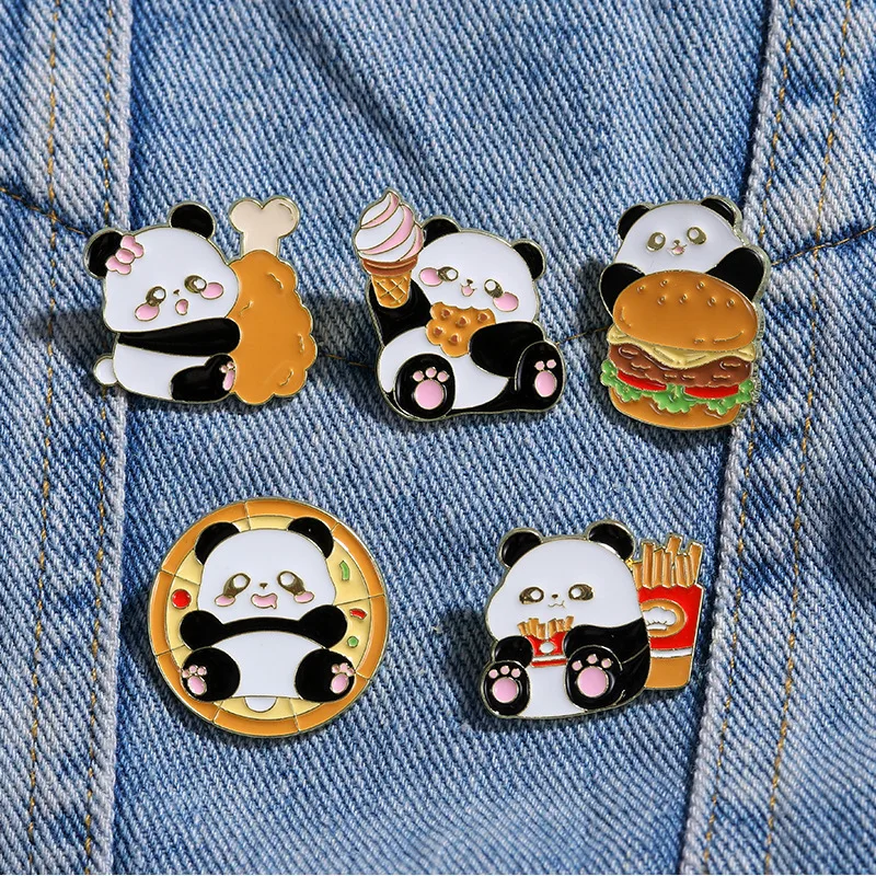 Cute Simple Style Panda Alloy Stoving Varnish Plating Unisex Brooches display picture 8