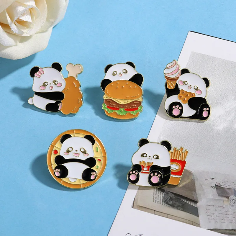 Cute Simple Style Panda Alloy Stoving Varnish Plating Unisex Brooches display picture 9