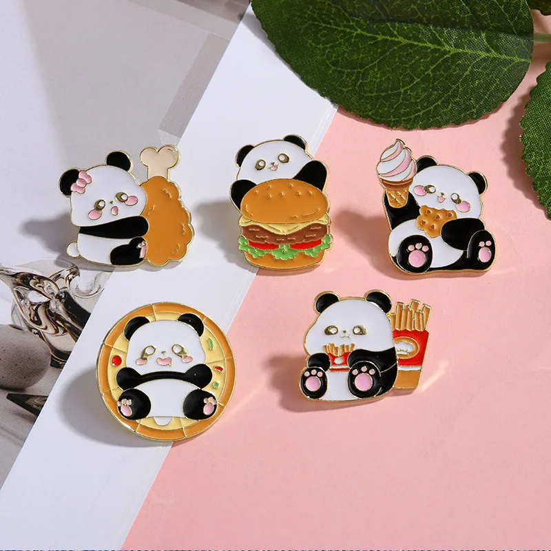 Cute Simple Style Panda Alloy Stoving Varnish Plating Unisex Brooches display picture 11