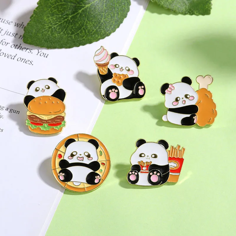 Cute Simple Style Panda Alloy Stoving Varnish Plating Unisex Brooches display picture 10