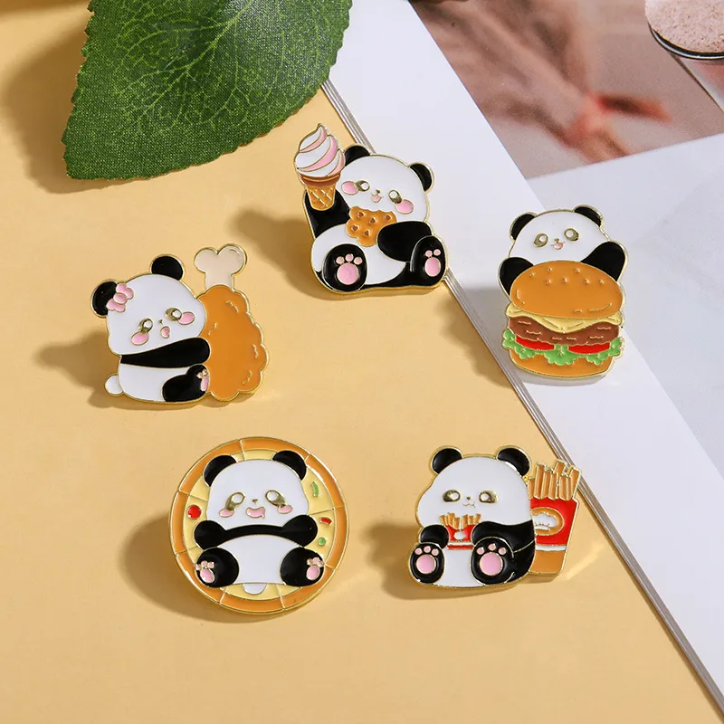 Cute Simple Style Panda Alloy Stoving Varnish Plating Unisex Brooches display picture 13