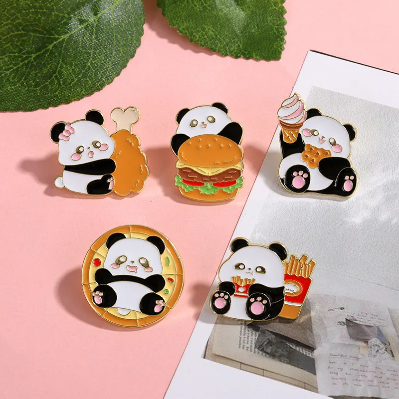 Cute Simple Style Panda Alloy Stoving Varnish Plating Unisex Brooches display picture 14