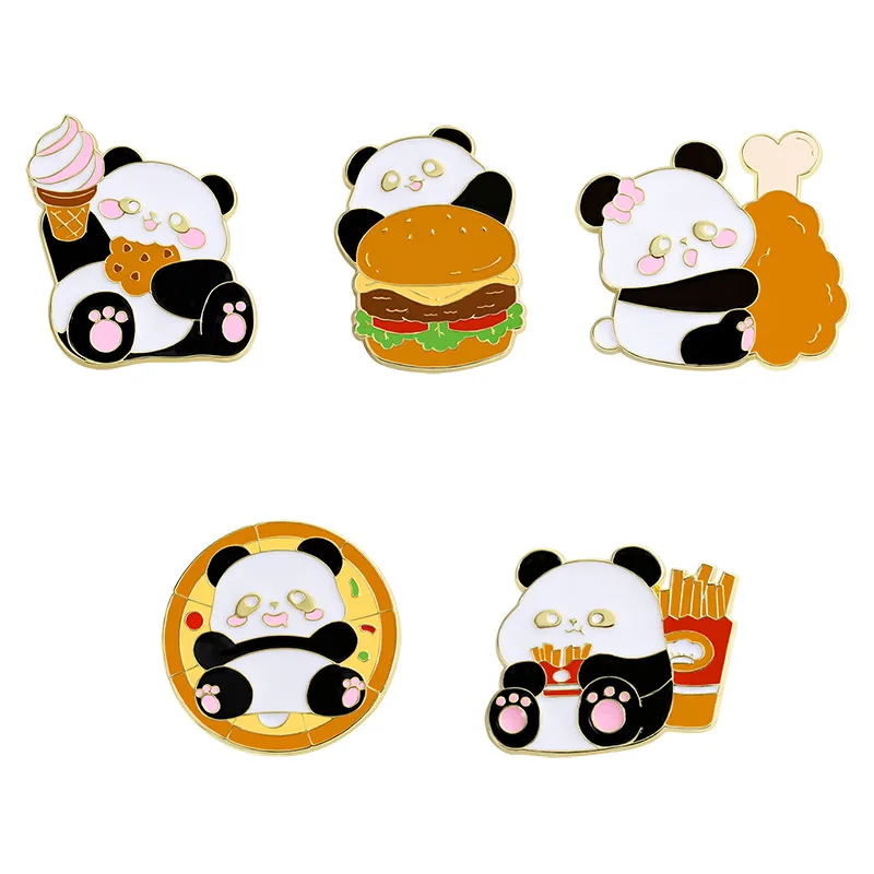 Cute Simple Style Panda Alloy Stoving Varnish Plating Unisex Brooches display picture 1