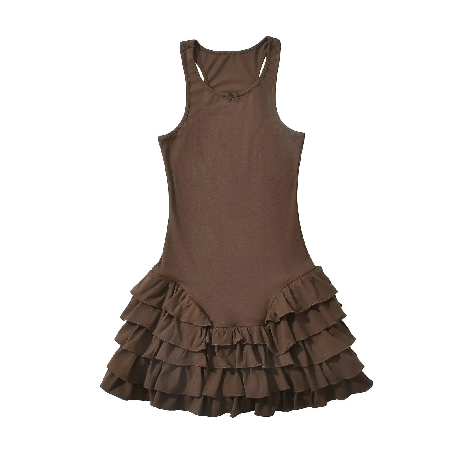 Women's A- Line Skirt Streetwear Round Neck Sleeveless Solid Color Above Knee Holiday Banquet Selfie display picture 3