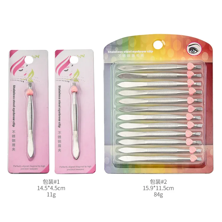 Factory Wholesale Stainless Steel Eyebrow Clip Flat Oblique Eyelash Beard Tweezers Eyebrow Clip Beauty Beauty Makeup Tools display picture 1