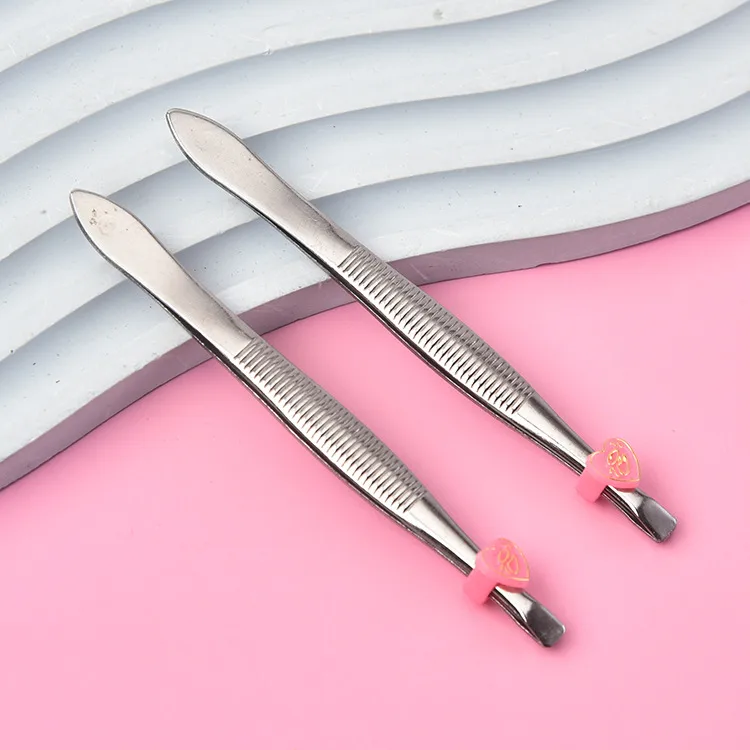 Factory Wholesale Stainless Steel Eyebrow Clip Flat Oblique Eyelash Beard Tweezers Eyebrow Clip Beauty Beauty Makeup Tools display picture 4