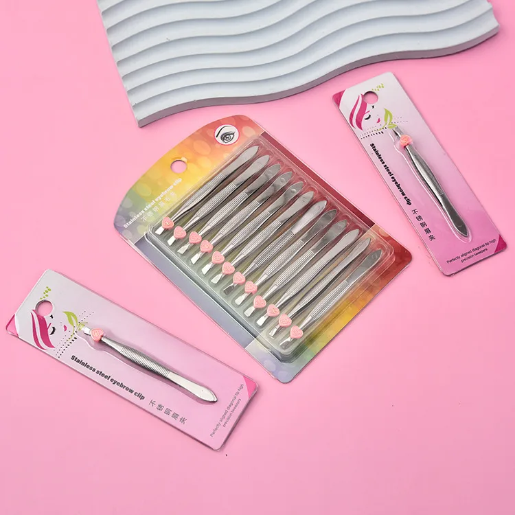 Factory Wholesale Stainless Steel Eyebrow Clip Flat Oblique Eyelash Beard Tweezers Eyebrow Clip Beauty Beauty Makeup Tools display picture 5