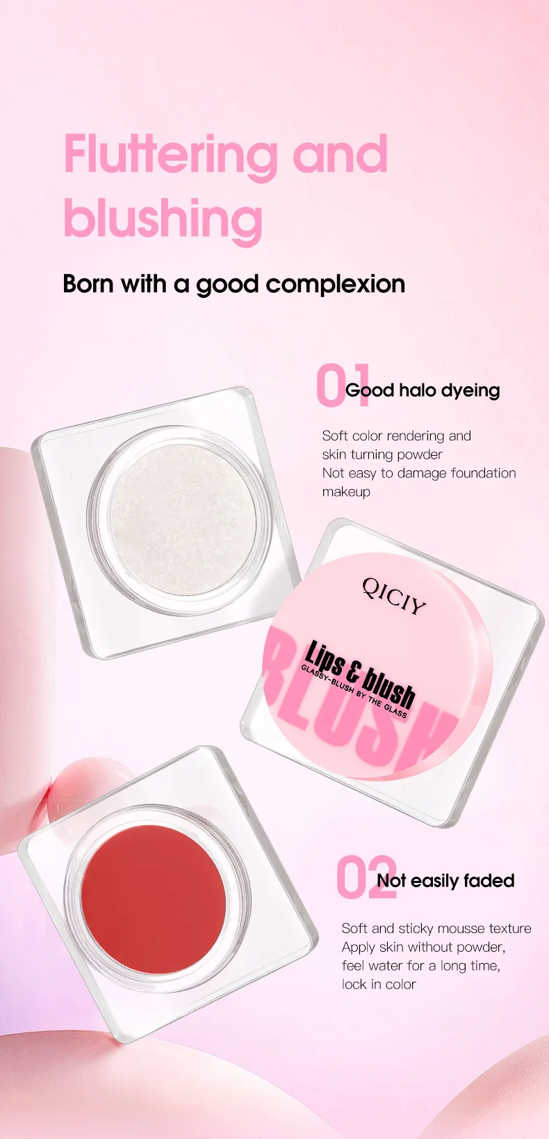 [Cross-border Exclusive] Lip Blush Face Repair Matte Easy To Color Rouge Nude Natural Blush Blush Plate display picture 1