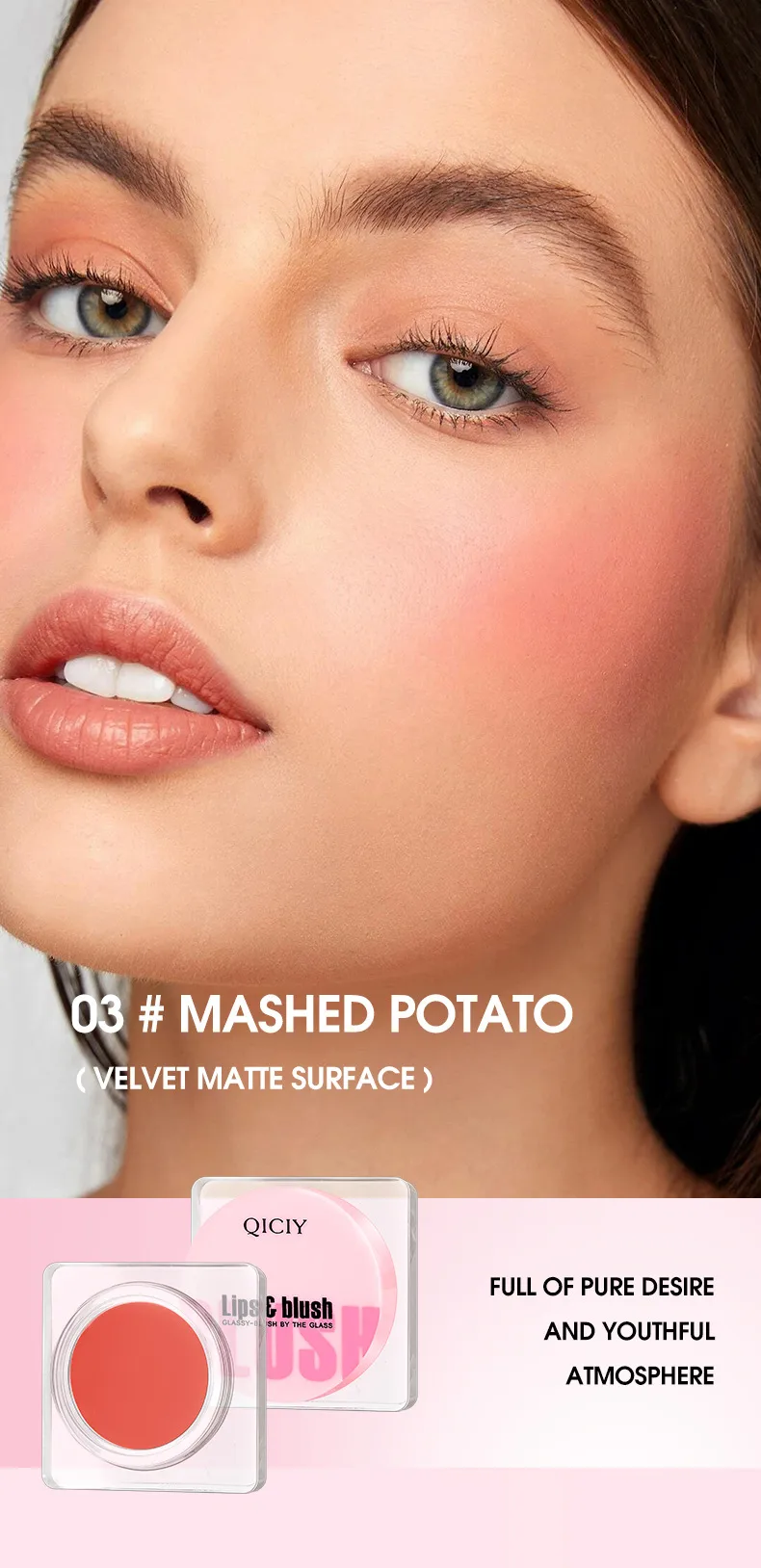 [Cross-border Exclusive] Lip Blush Face Repair Matte Easy To Color Rouge Nude Natural Blush Blush Plate display picture 9