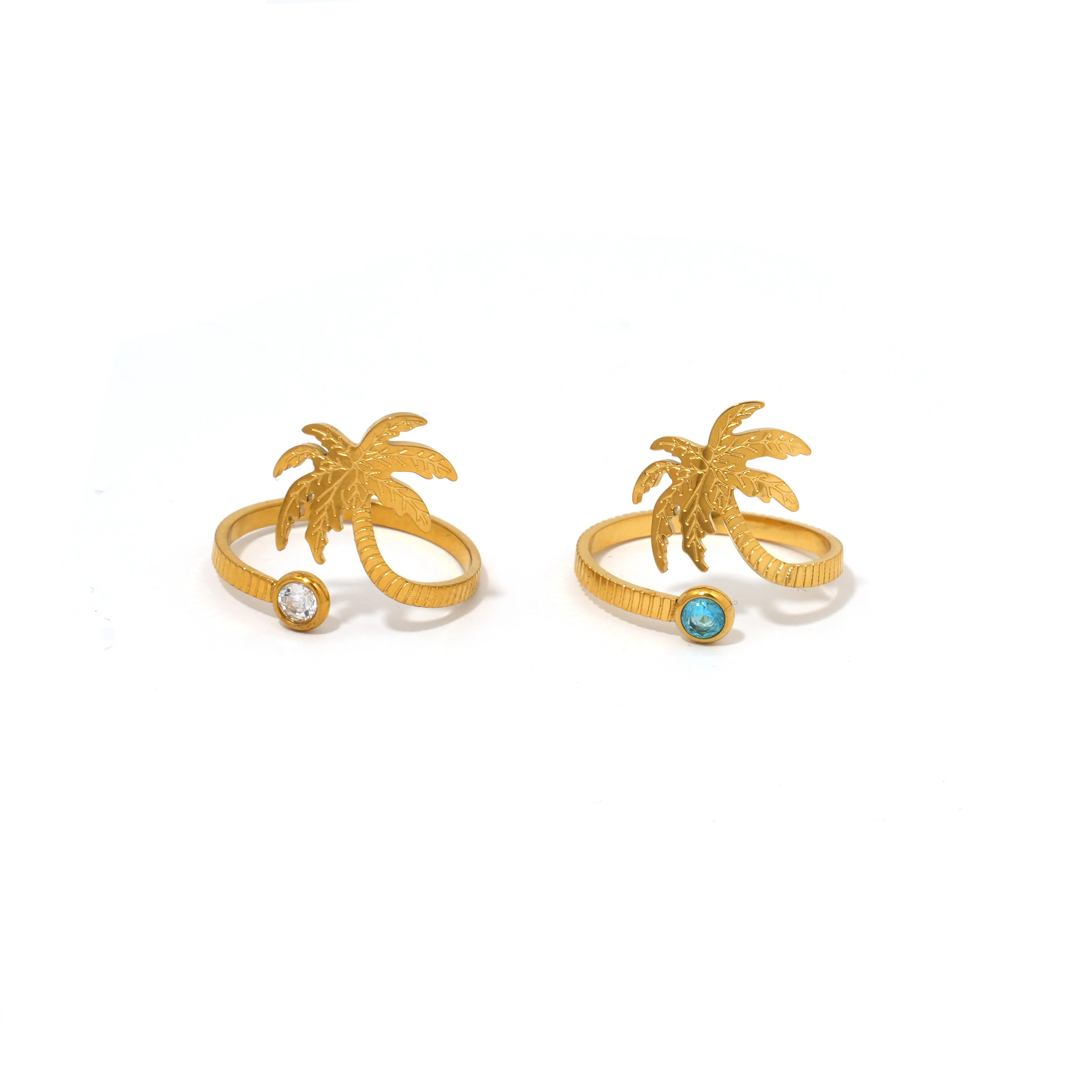 Hawaiian Beach Coconut Tree 304 Stainless Steel 18K Gold Plated Women's Open Rings display picture 2