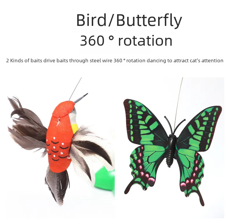 Fun Intelligent Automatic Rotating Cat Toy Teasing Device Flying Bird Butterfly Flower Chasing Interactive Kitty Plaything display picture 3