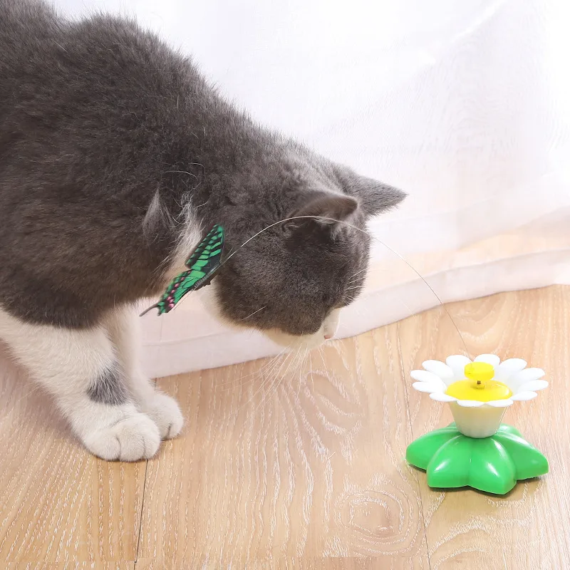 Fun Intelligent Automatic Rotating Cat Toy Teasing Device Flying Bird Butterfly Flower Chasing Interactive Kitty Plaything display picture 10