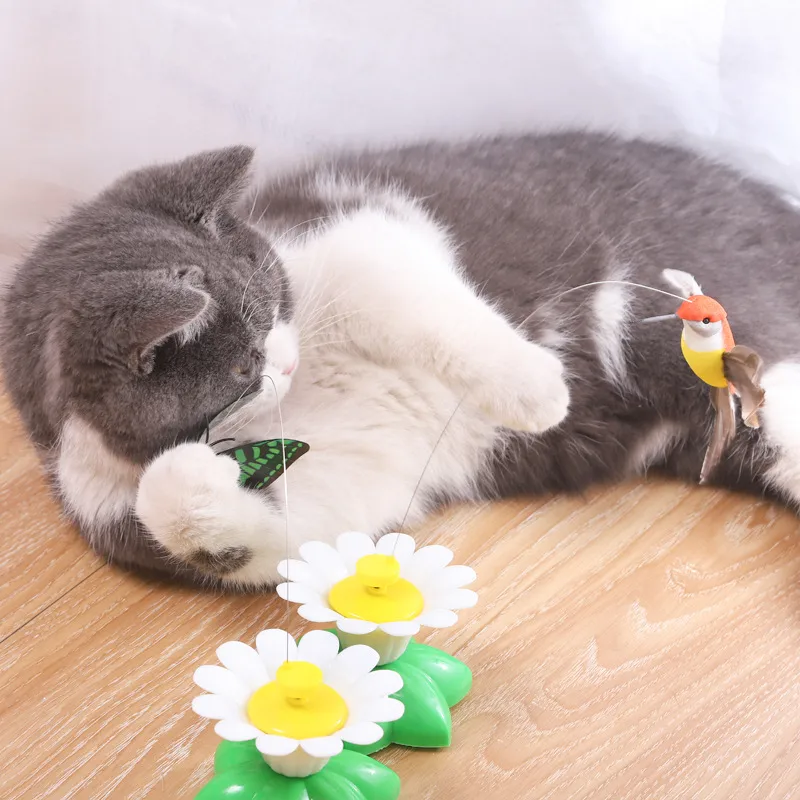Fun Intelligent Automatic Rotating Cat Toy Teasing Device Flying Bird Butterfly Flower Chasing Interactive Kitty Plaything display picture 11