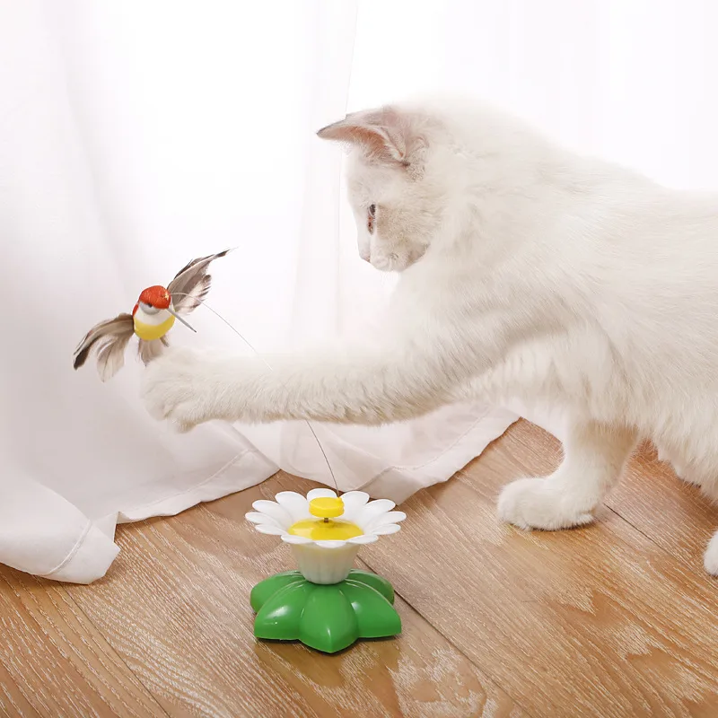 Fun Intelligent Automatic Rotating Cat Toy Teasing Device Flying Bird Butterfly Flower Chasing Interactive Kitty Plaything display picture 12