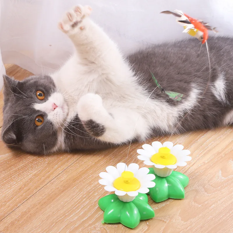 Fun Intelligent Automatic Rotating Cat Toy Teasing Device Flying Bird Butterfly Flower Chasing Interactive Kitty Plaything display picture 17