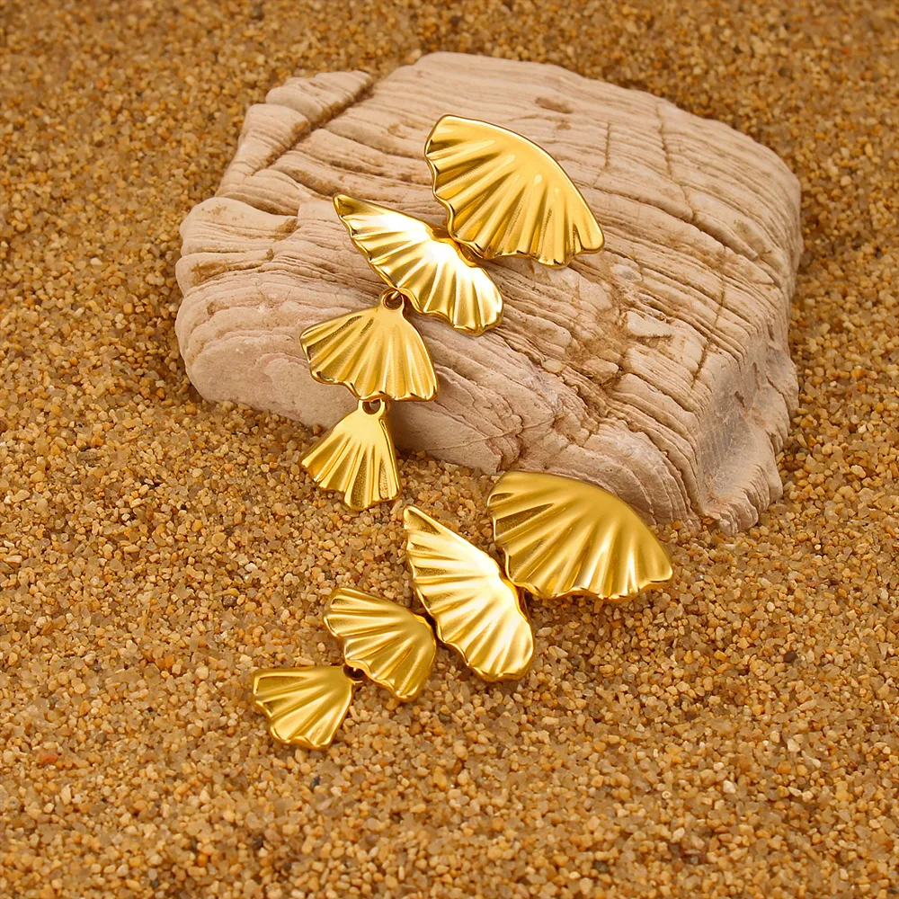 1 Pair Vintage Style Vacation Shell 304 Stainless Steel 316 Stainless Steel  18K Gold Plated Drop Earrings display picture 4