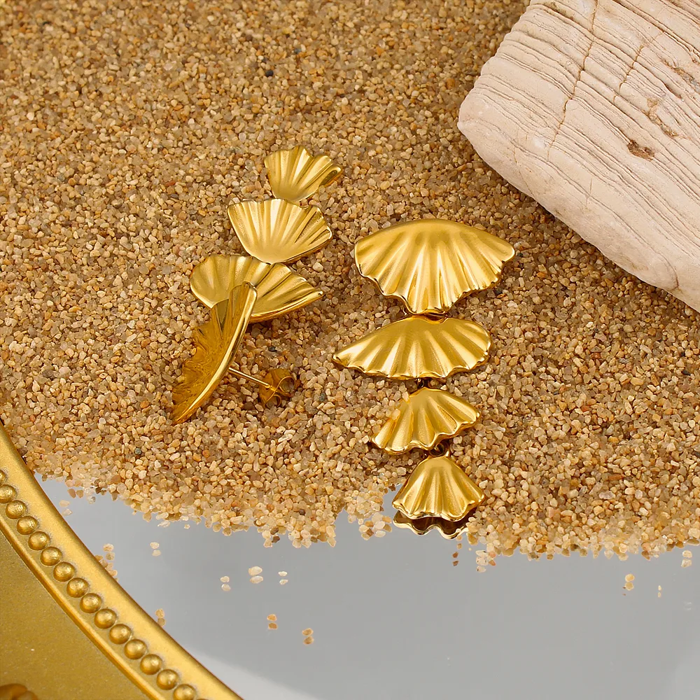 1 Pair Vintage Style Vacation Shell 304 Stainless Steel 316 Stainless Steel  18K Gold Plated Drop Earrings display picture 5