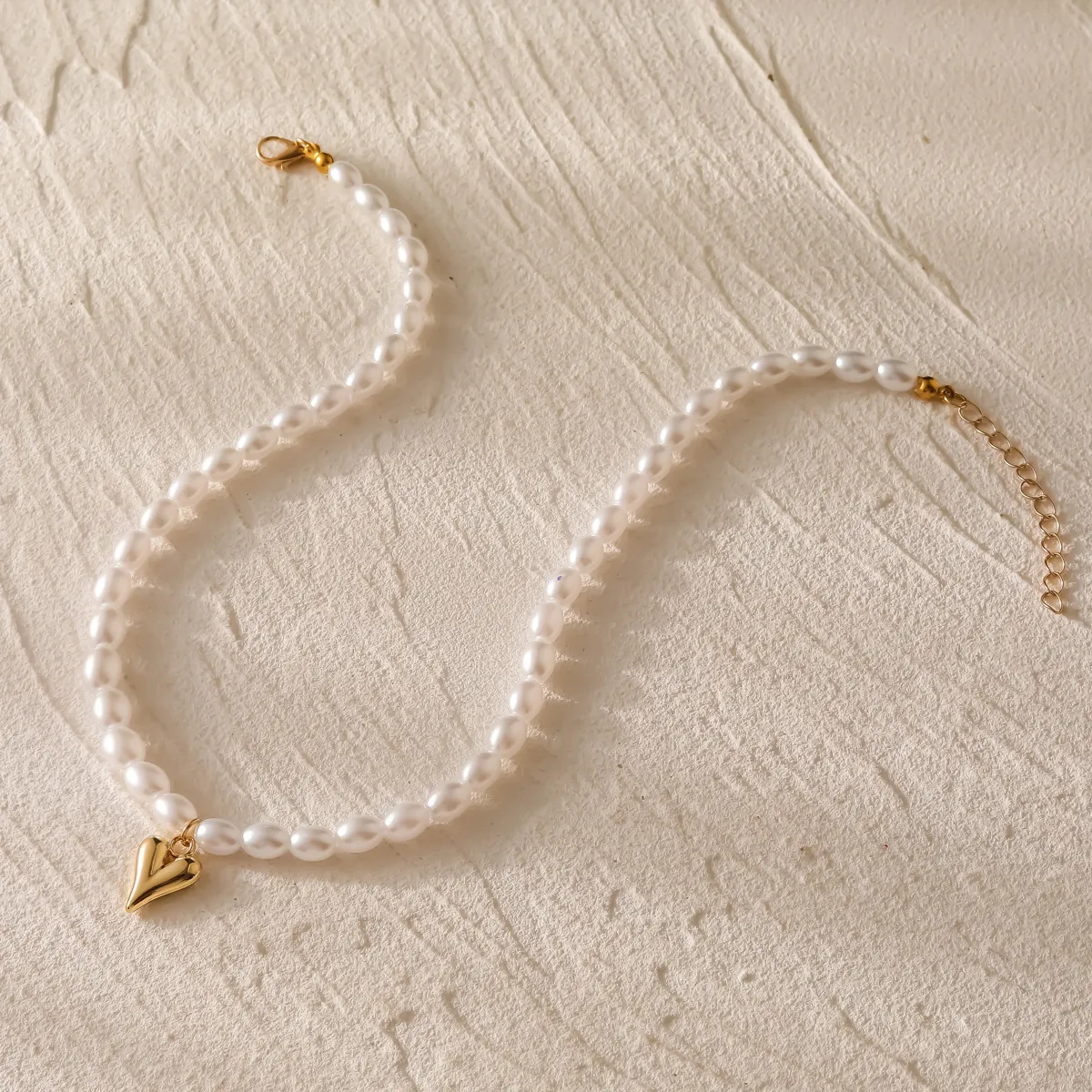 Simple Style Classic Style Heart Shape 304 Stainless Steel Artificial Pearl Plating Women's Pendant Necklace display picture 7