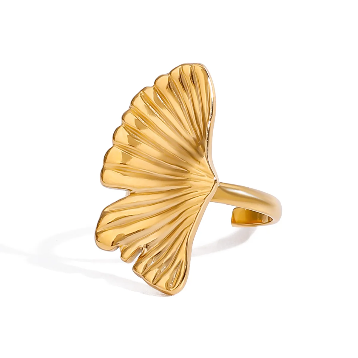 Modern Style Simple Style Ginkgo Leaf 304 Stainless Steel Women's Open Rings Rings display picture 4
