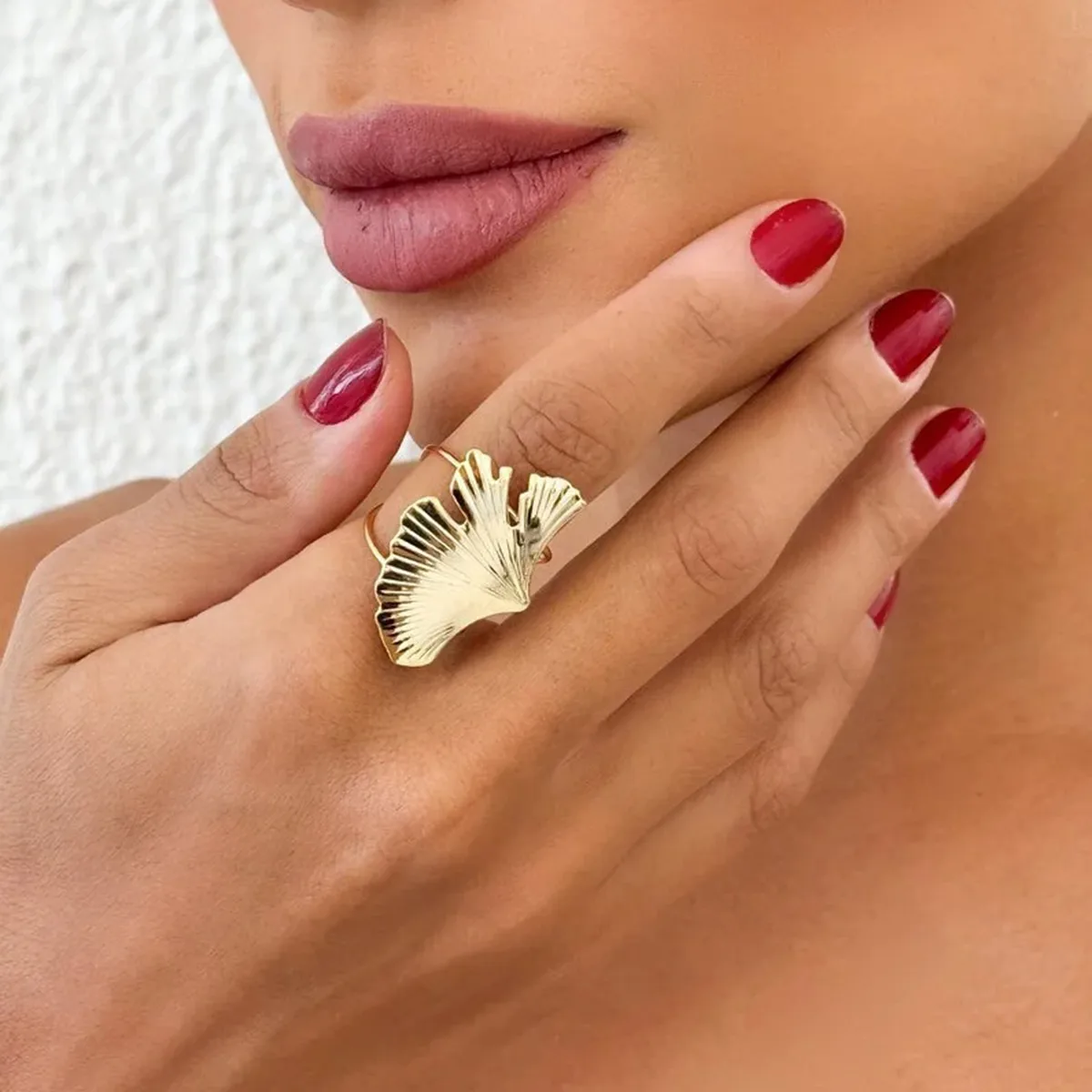 Modern Style Simple Style Ginkgo Leaf 304 Stainless Steel Women's Open Rings Rings display picture 7