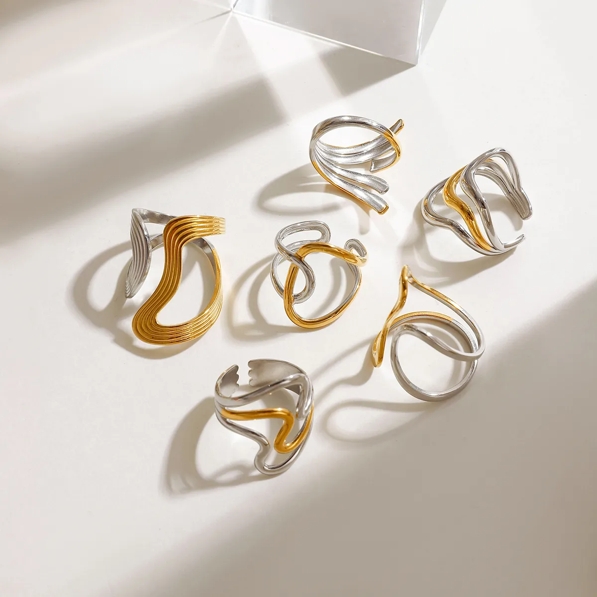 Modern Style Simple Style Irregular 304 Stainless Steel Women's Open Rings Rings display picture 5