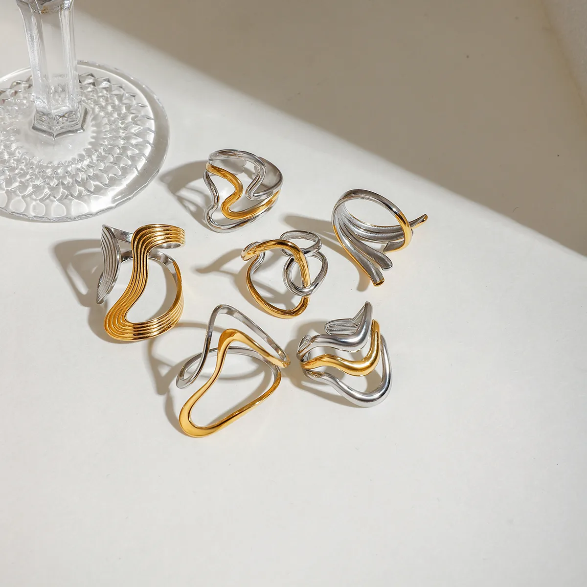 Modern Style Simple Style Irregular 304 Stainless Steel Women's Open Rings Rings display picture 7
