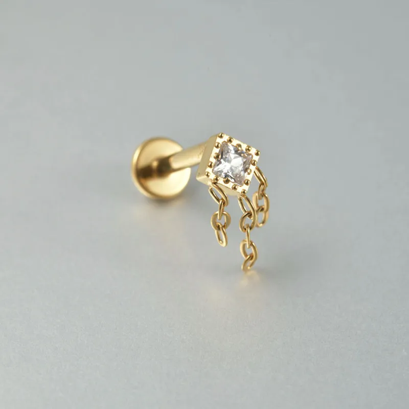 Simple Style Classic Style Flower Bee Titanium Alloy Plating Inlay Zircon 14K Gold Plated White Gold Plated Unisex Lip Stud Ear Studs display picture 9