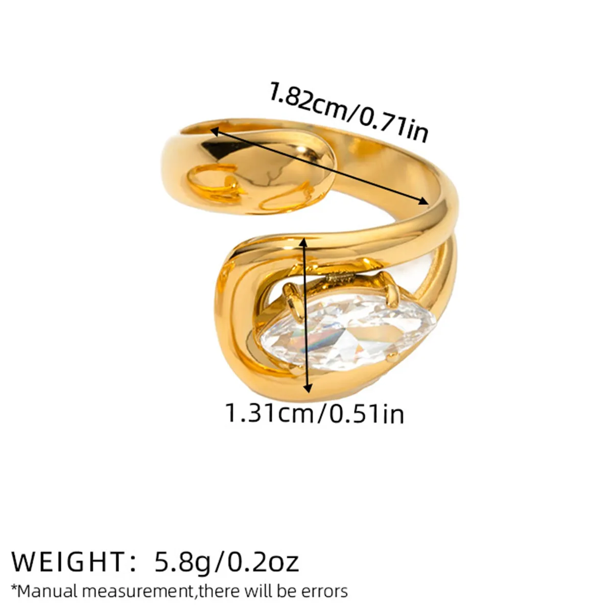Elegant Solid Color 304 Stainless Steel 18K Gold Plated Women's Open Rings display picture 2