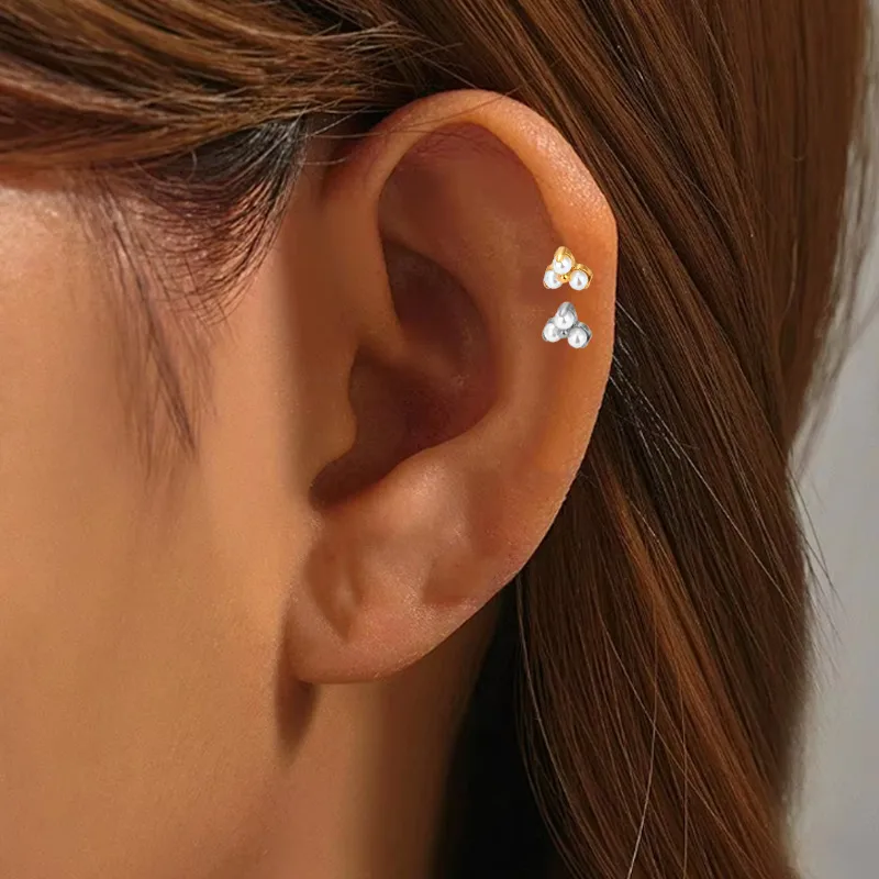Simple Style Classic Style Butterfly Titanium Alloy Plating Inlay Pearl Zircon 14K Gold Plated White Gold Plated Unisex Lip Stud Ear Studs display picture 3