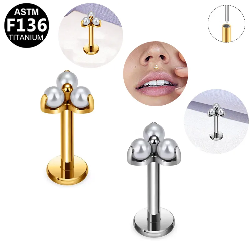 Simple Style Classic Style Butterfly Titanium Alloy Plating Inlay Pearl Zircon 14K Gold Plated White Gold Plated Unisex Lip Stud Ear Studs display picture 7