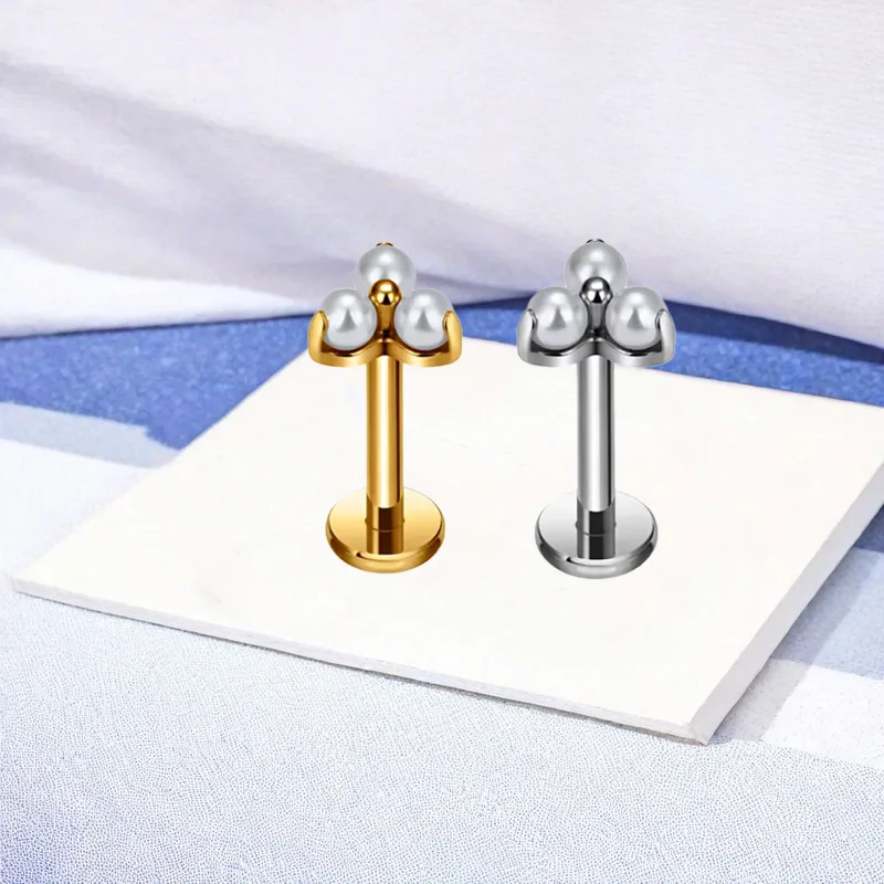 Simple Style Classic Style Butterfly Titanium Alloy Plating Inlay Pearl Zircon 14K Gold Plated White Gold Plated Unisex Lip Stud Ear Studs display picture 10