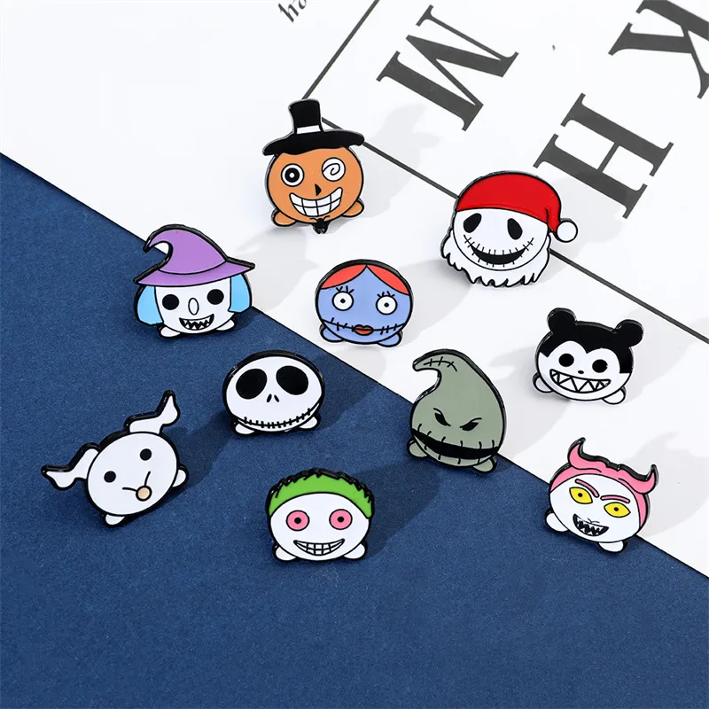 Cartoon Style Cute Funny Clown Ghost Skull Alloy Stamping Stoving Varnish Plating Unisex Brooches display picture 19