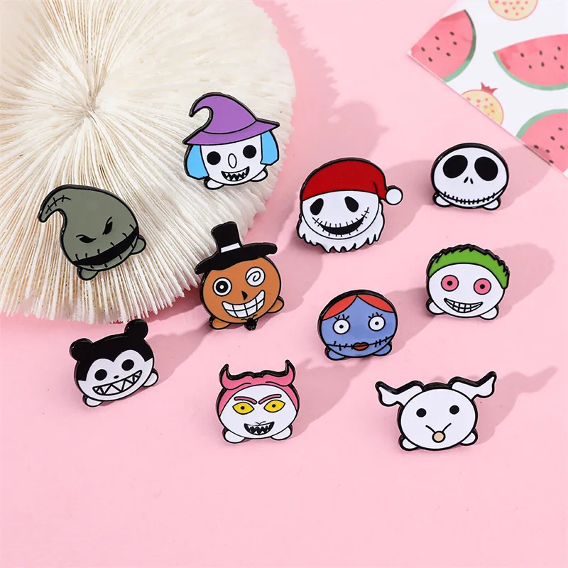 Cartoon Style Cute Funny Clown Ghost Skull Alloy Stamping Stoving Varnish Plating Unisex Brooches display picture 20