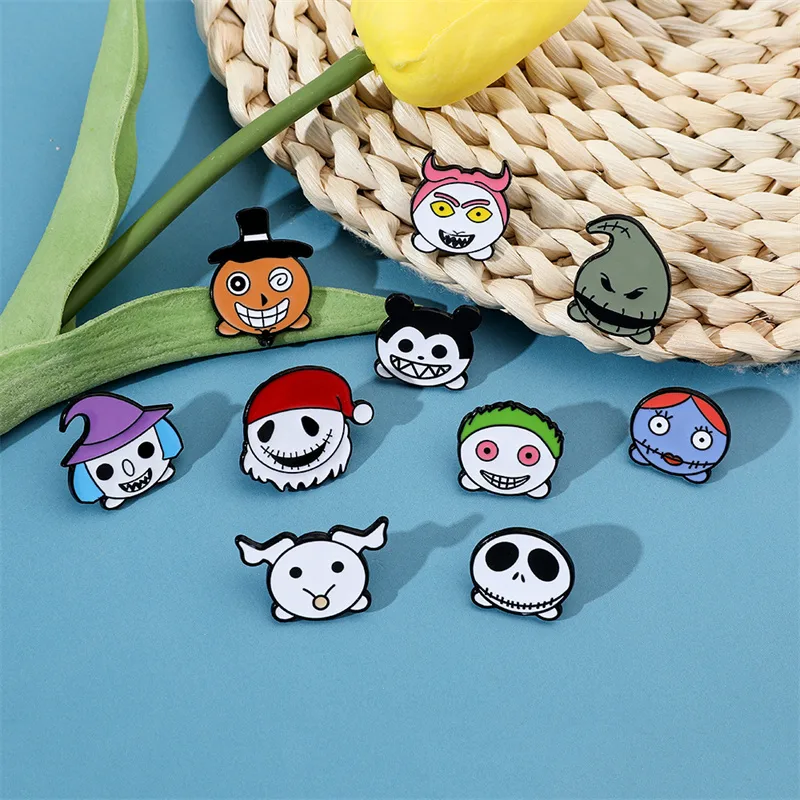 Cartoon Style Cute Funny Clown Ghost Skull Alloy Stamping Stoving Varnish Plating Unisex Brooches display picture 26