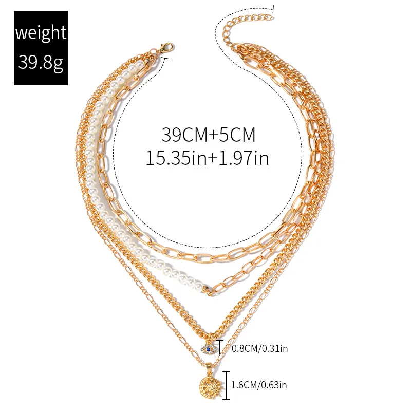 Elegant Glam Vintage Style Round Heart Shape Eye Imitation Pearl Alloy Women's Layered Necklaces Pendant Necklace display picture 58