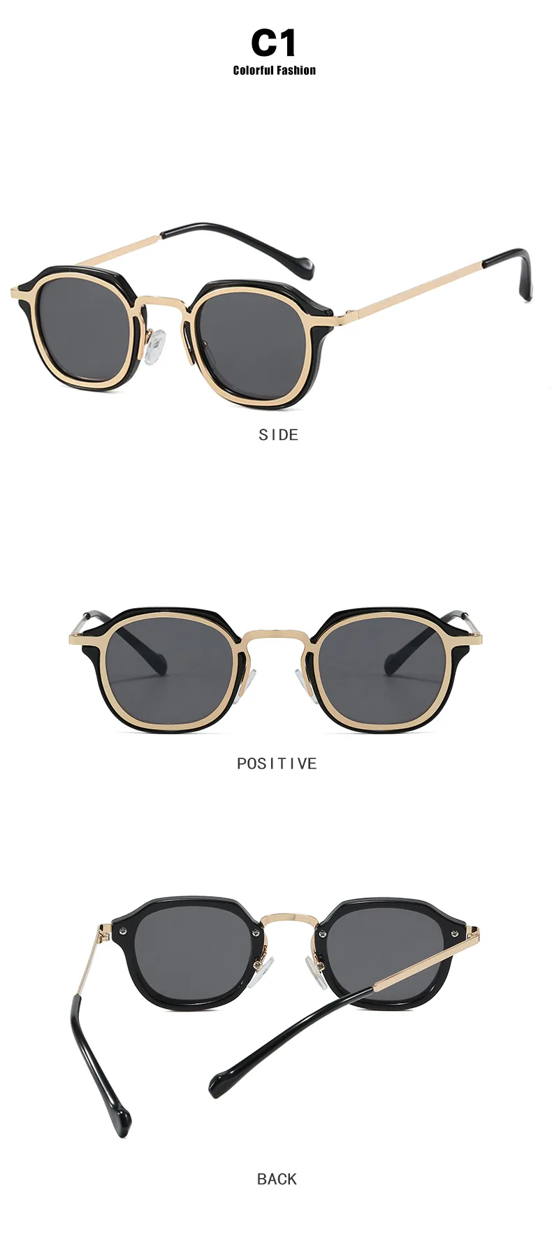 Retro Vacation Punk Glasses Ac Square Full Frame Glasses display picture 8