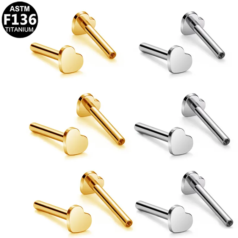 Simple Style Star Heart Shape Titanium Alloy Plating 14K Gold Plated White Gold Plated Unisex Lip Stud Ear Studs display picture 3