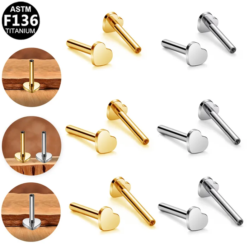 Simple Style Star Heart Shape Titanium Alloy Plating 14K Gold Plated White Gold Plated Unisex Lip Stud Ear Studs display picture 5