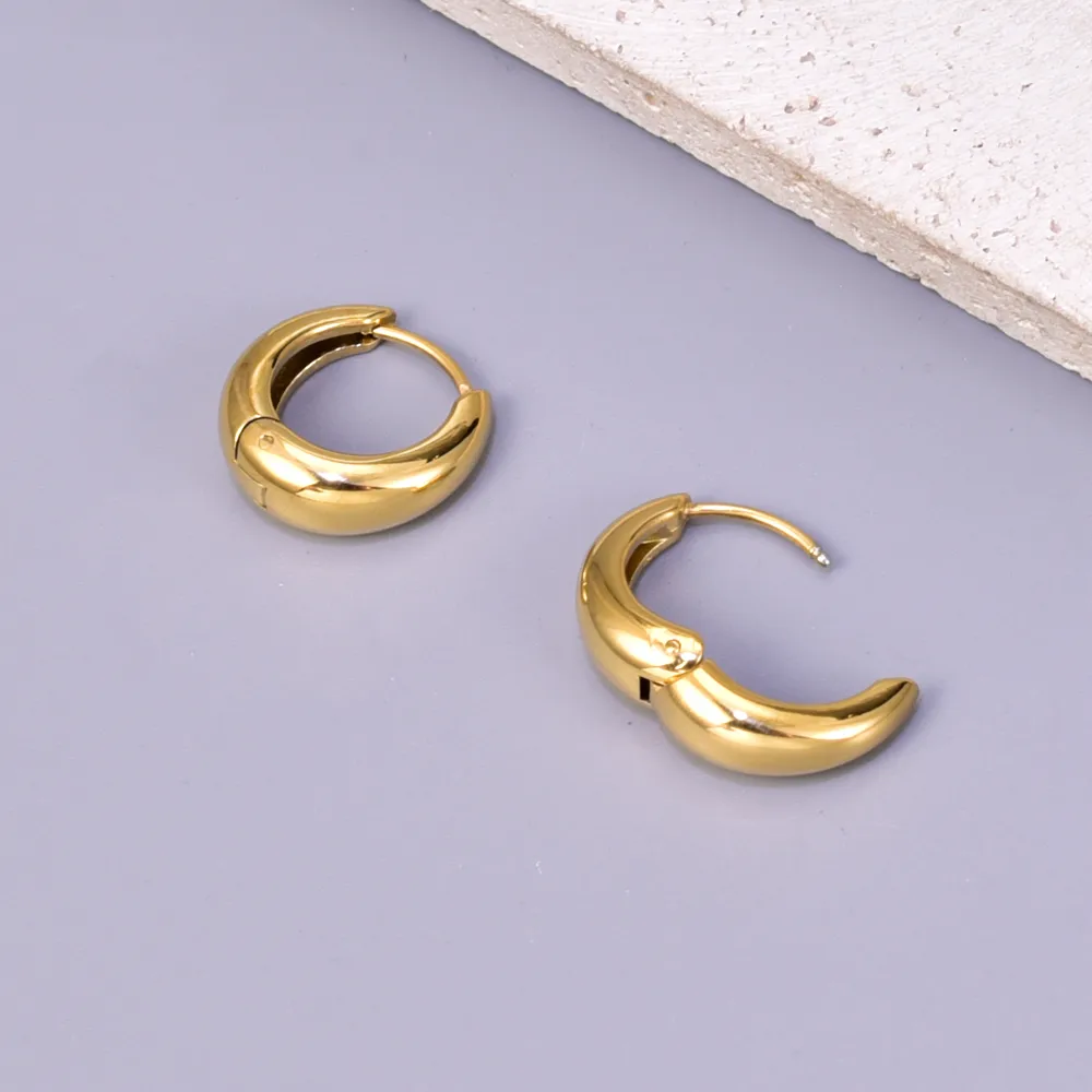 1 Pair Vacation Classic Style Solid Color Plating 304 Stainless Steel 18K Gold Plated Earrings display picture 1