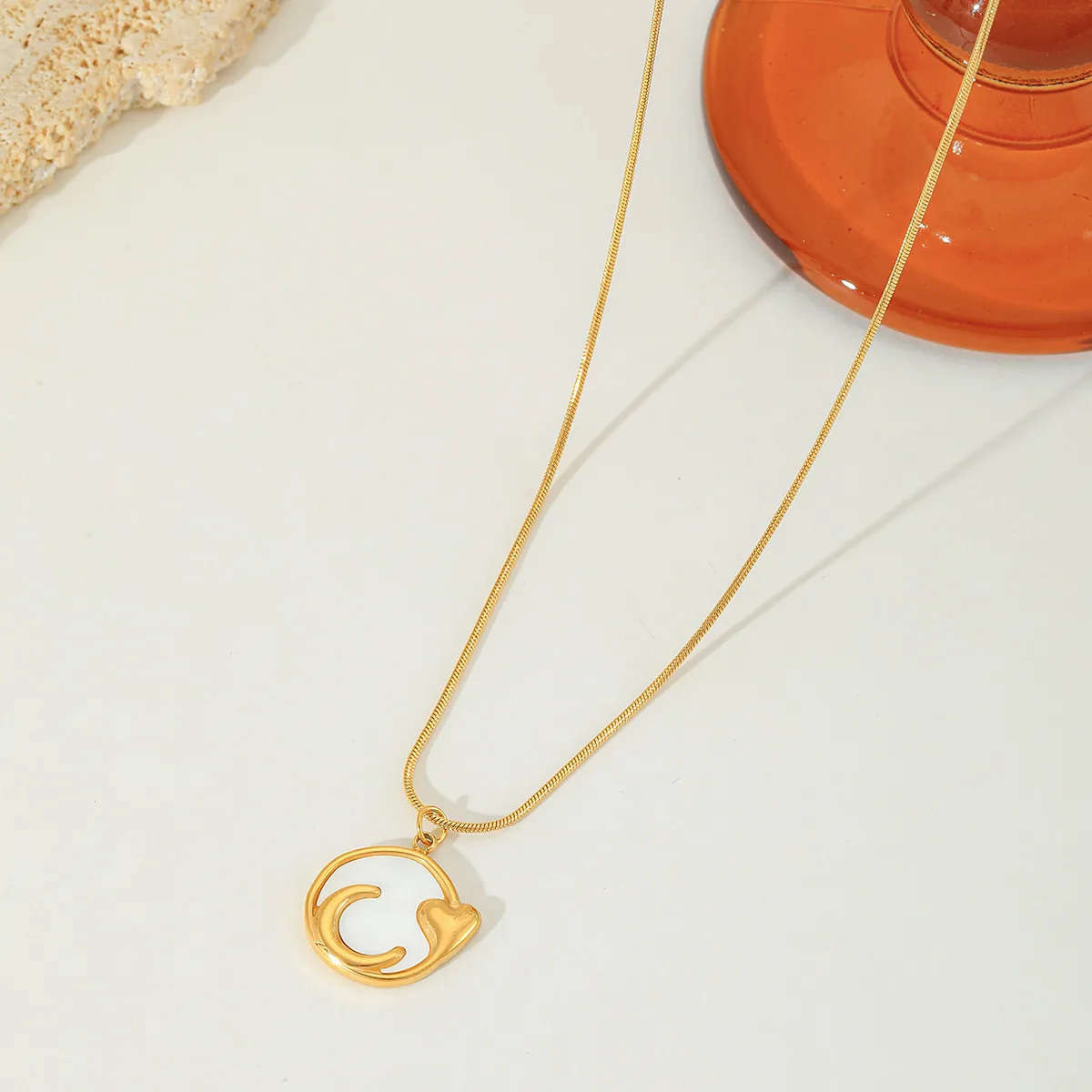 Cute Sweet Geometric Moon Heart Shape 304 Stainless Steel Plating Inlay Zircon 18K Gold Plated Women's Bracelets Necklace display picture 1