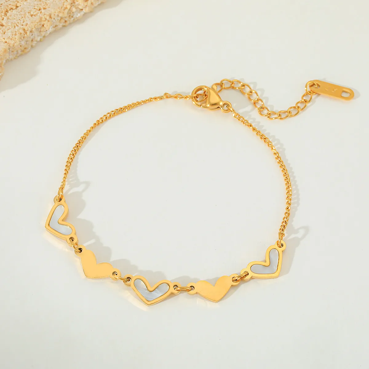 Cute Sweet Geometric Moon Heart Shape 304 Stainless Steel Plating Inlay Zircon 18K Gold Plated Women's Bracelets Necklace display picture 2